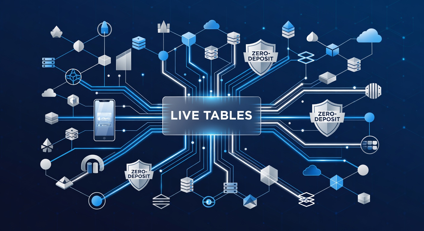 Mobile App-Schnittstelle mit Live-Tisch-Streaming und Zero-Deposit-Optionen
